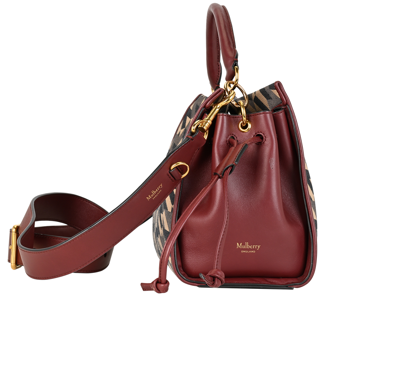 Monogram Small Iris, &pound;395, Handbags, Beige/Burgundy, Canvas, Side view